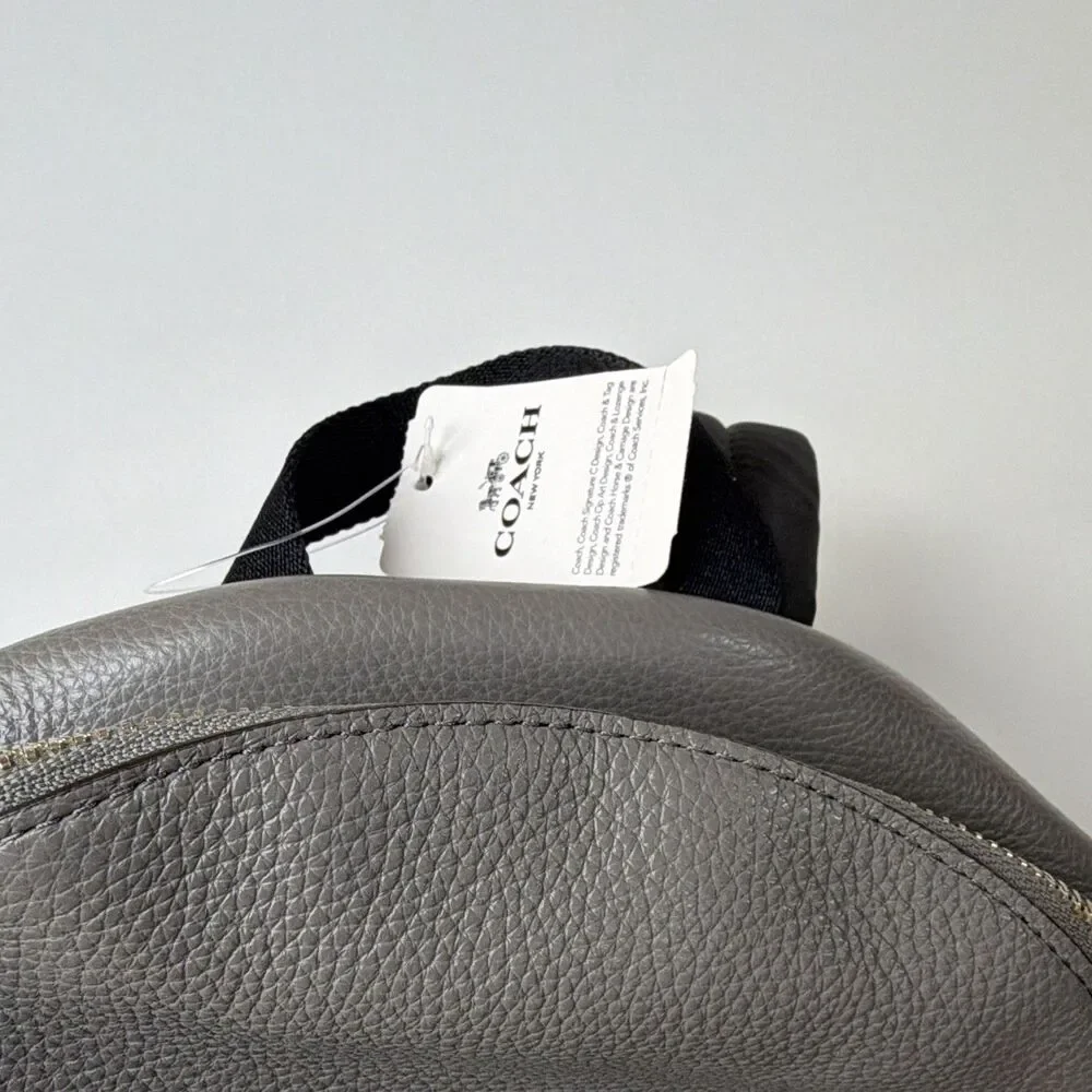 Coach Gray Medium Backpack Studded Zip Closure Adjustable Strap Pockets Lined